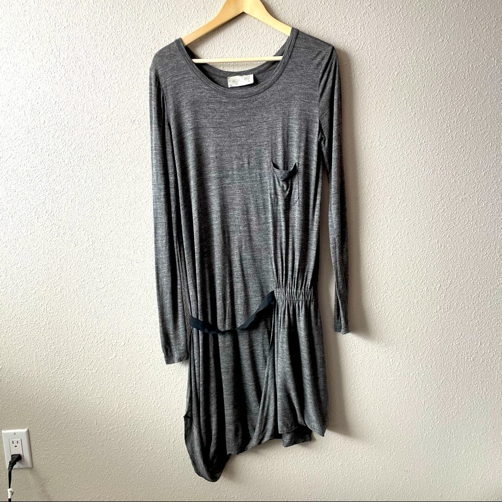 A.L.C. Grey Long Sleeve Draped Mini Dress Sz Small Minimalist Lightweight
